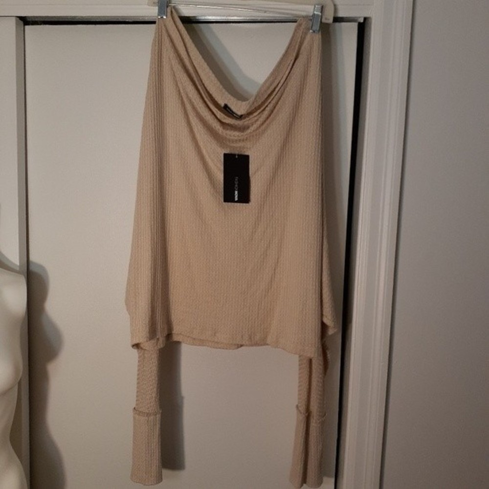 Fashion Nova waffle knit dolman sleeve top 3x beige tan